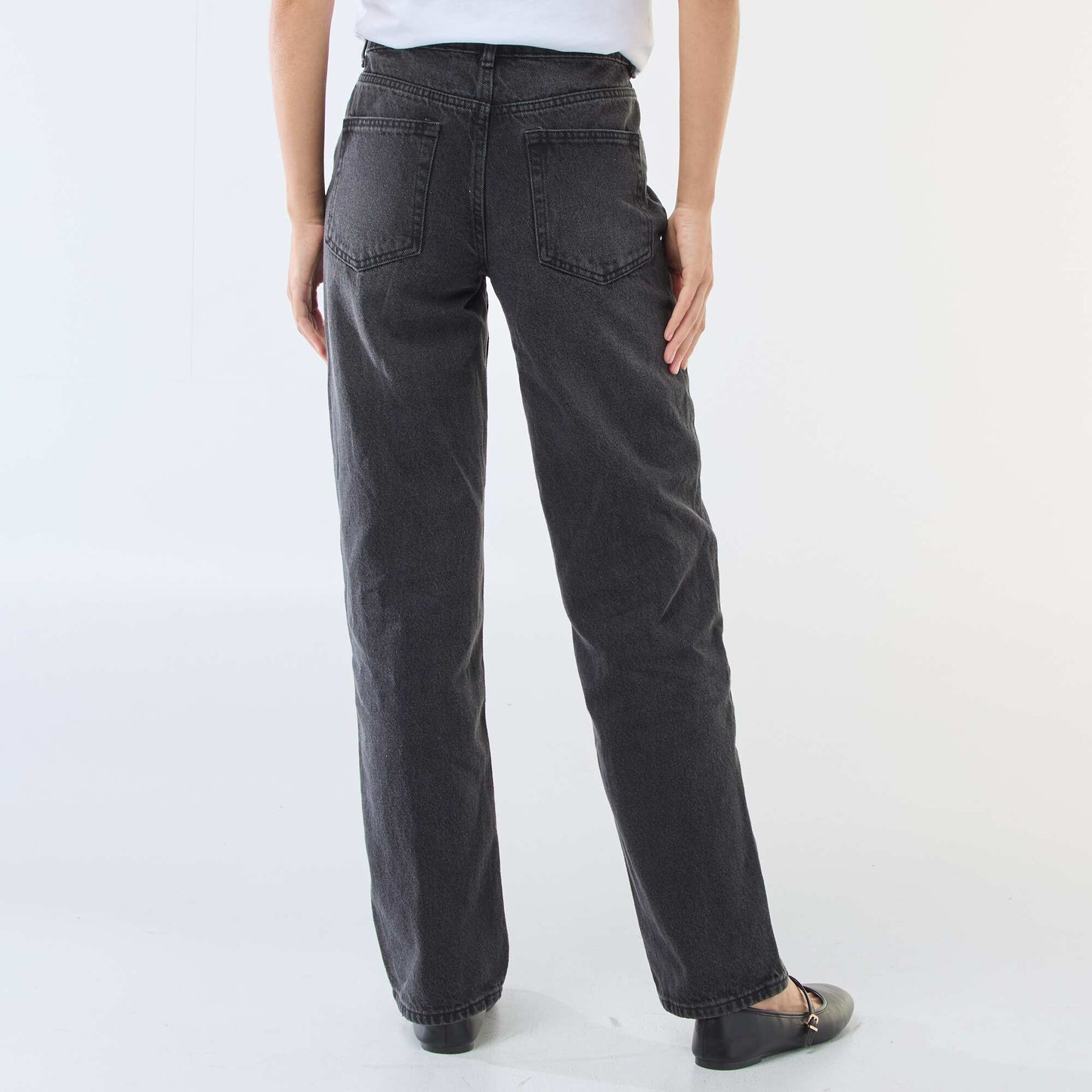 Straight-Leg Cotton Denim Jeans BLACK