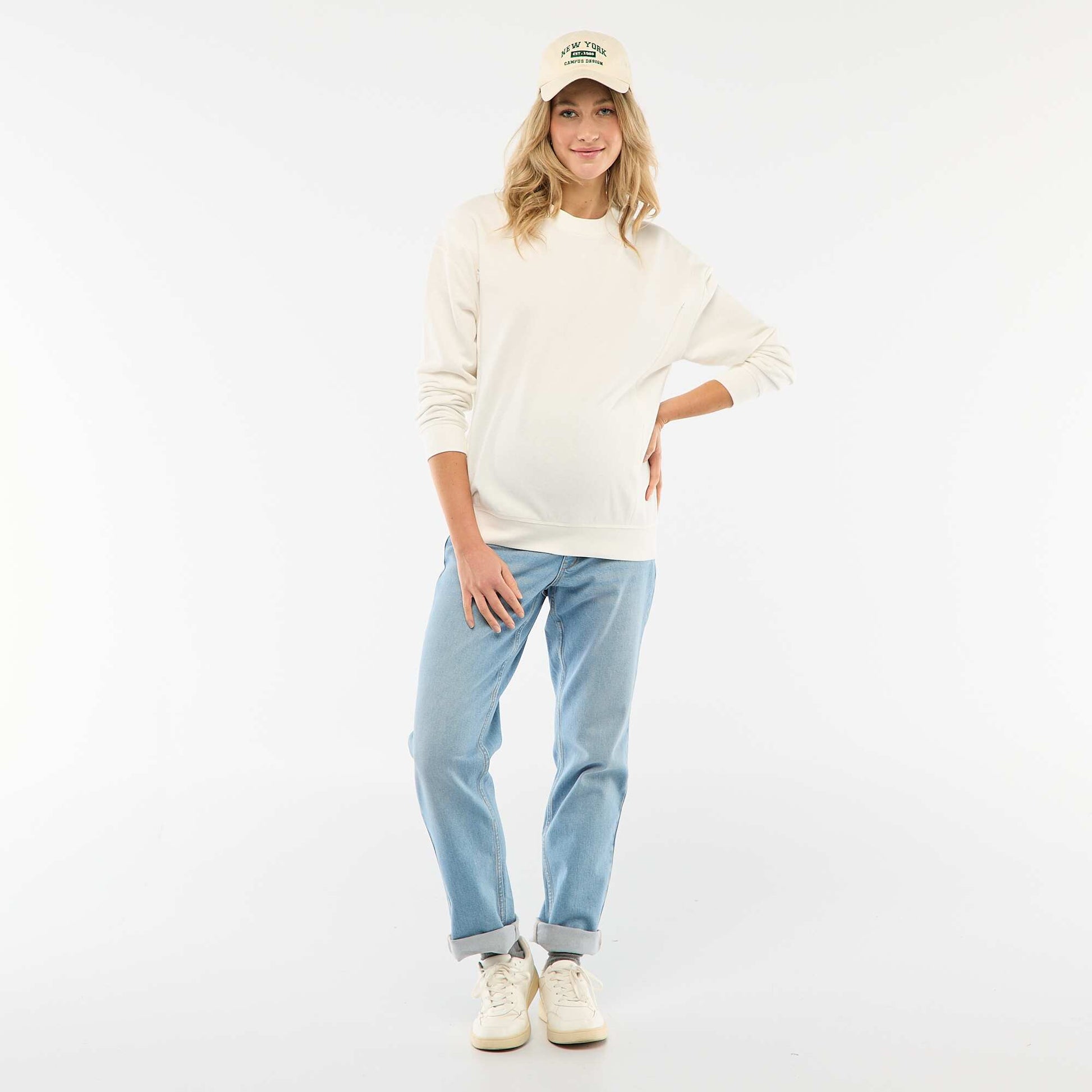 Maternity Trousers with Stretch Waistband BLUE