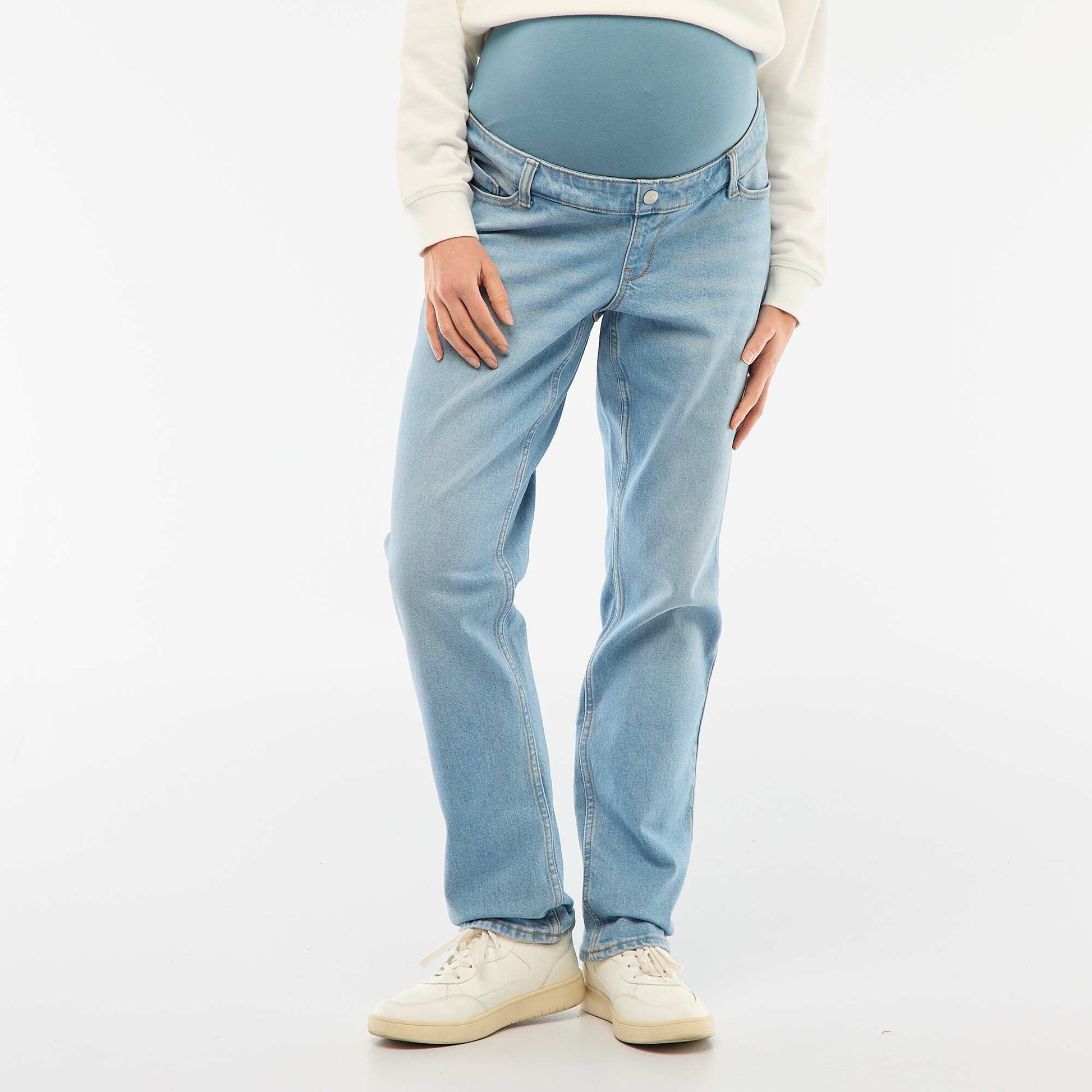 Maternity Trousers with Stretch Waistband BLUE