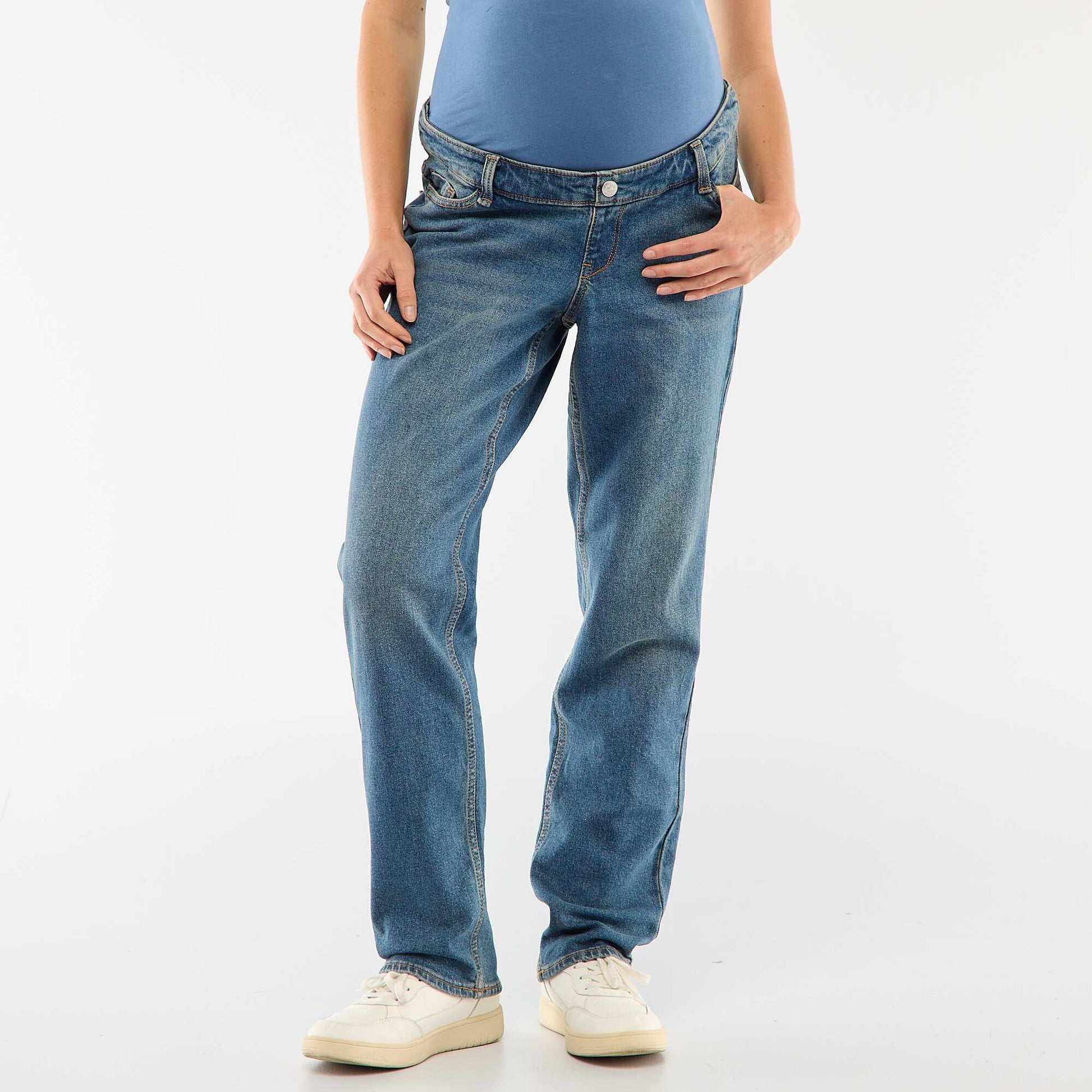 Maternity Trousers with Stretch Waistband BLUE
