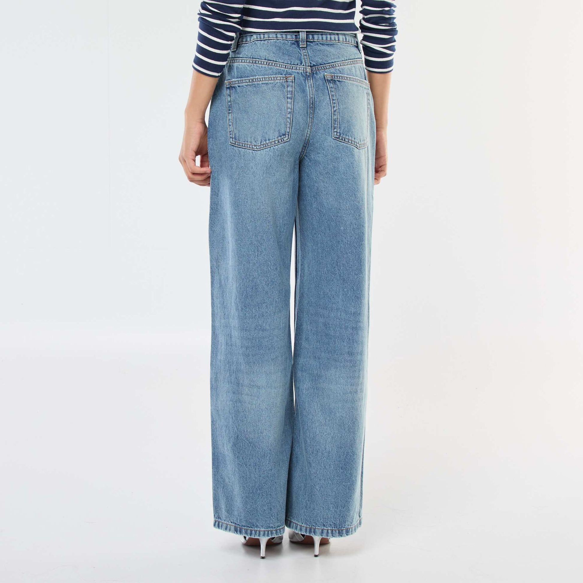 Wide Leg Jeans with Skinny Denim Belt BLUE