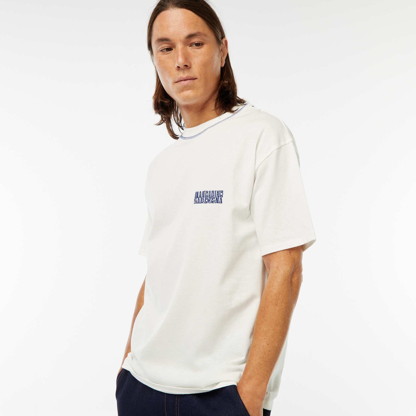 Printed T-shirt with embroidery on the chest and print on the back WHITE