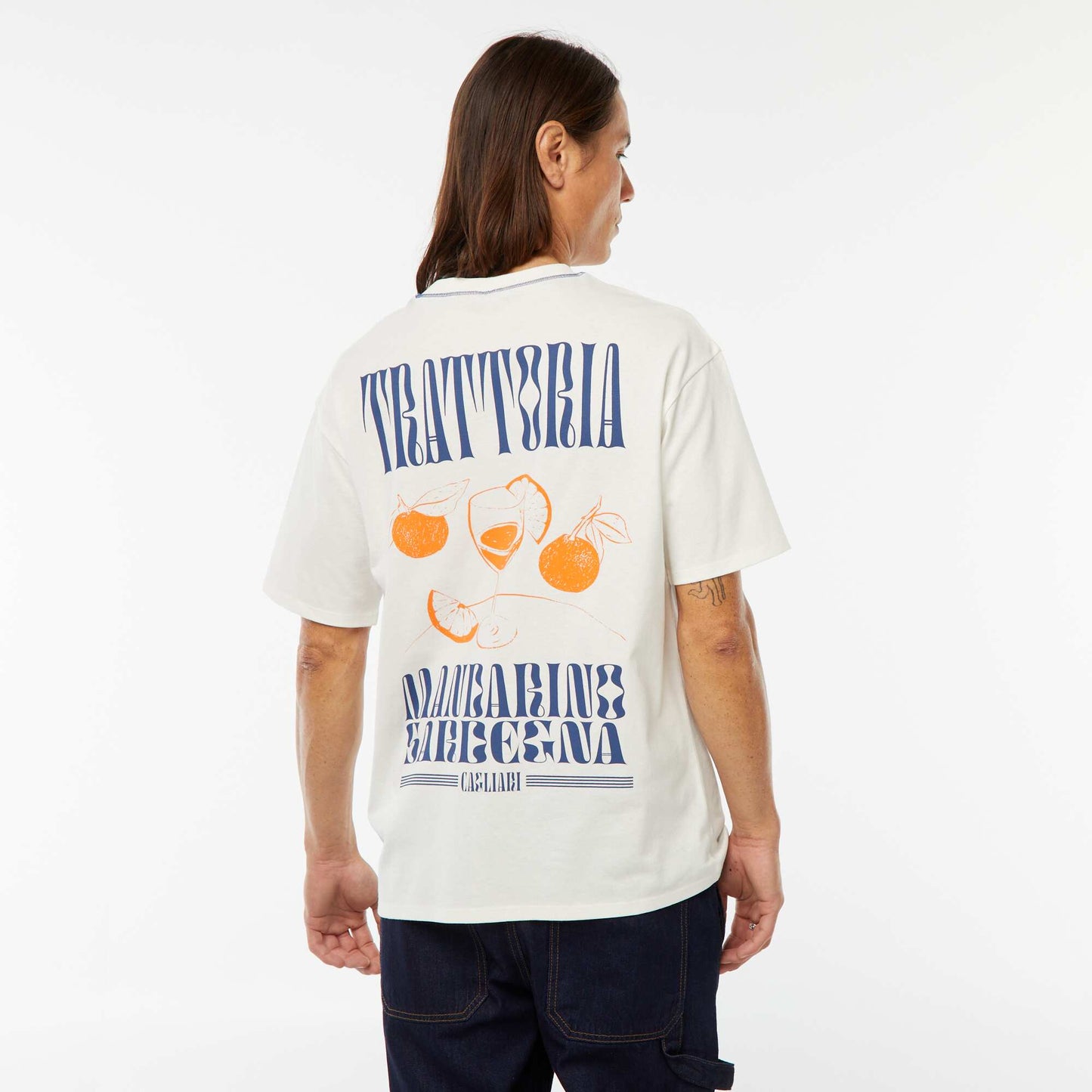 Printed T-shirt with embroidery on the chest and print on the back WHITE