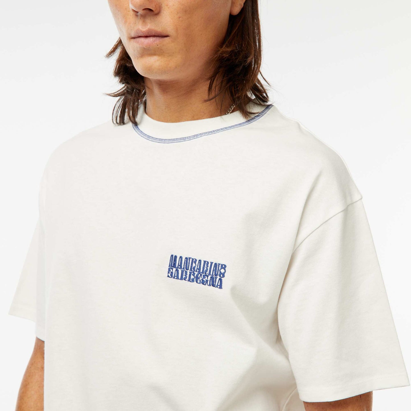 Printed T-shirt with embroidery on the chest and print on the back WHITE