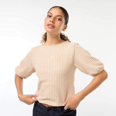 Blouse with tie fastenings BEIGE