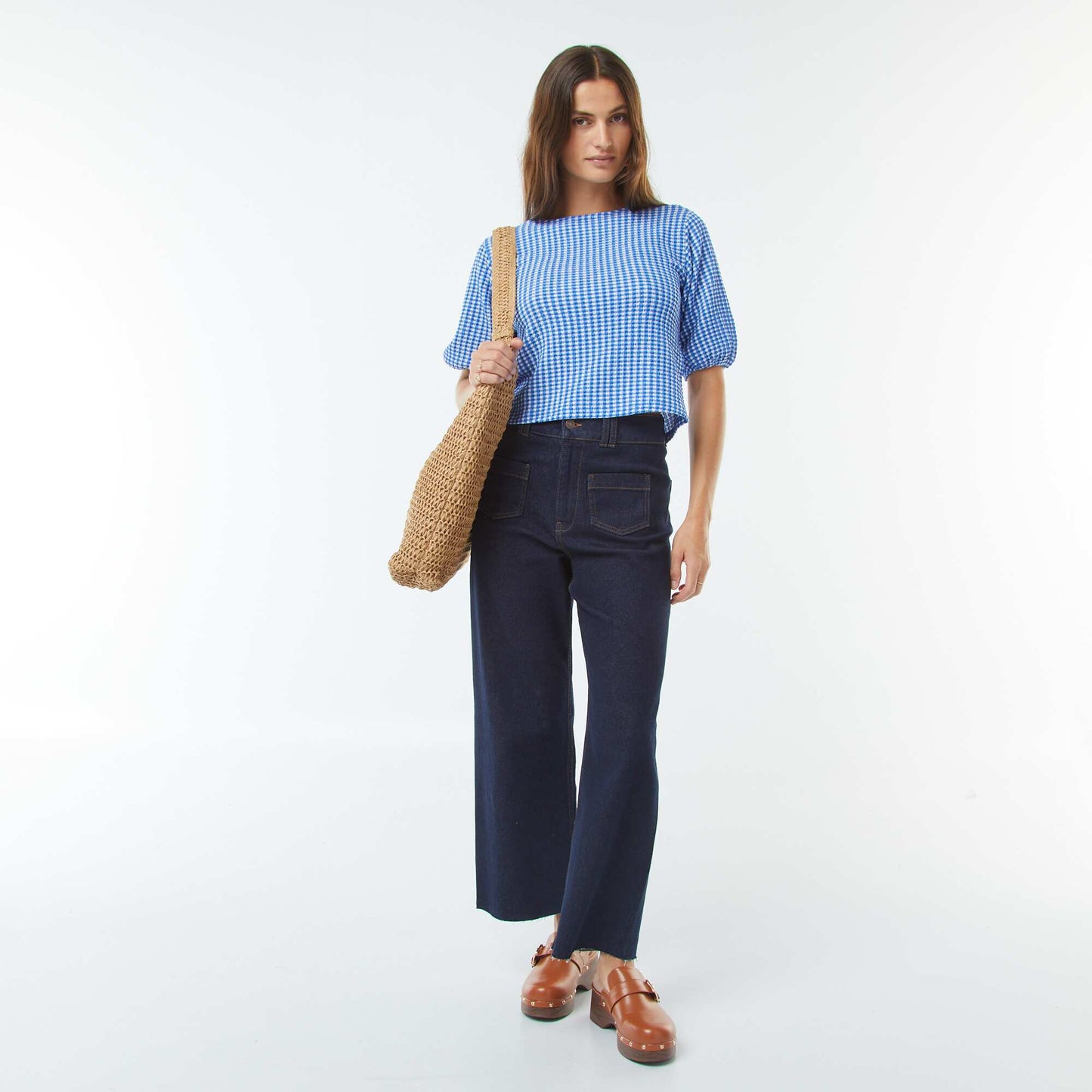 Blouse with tie fastenings BLUE