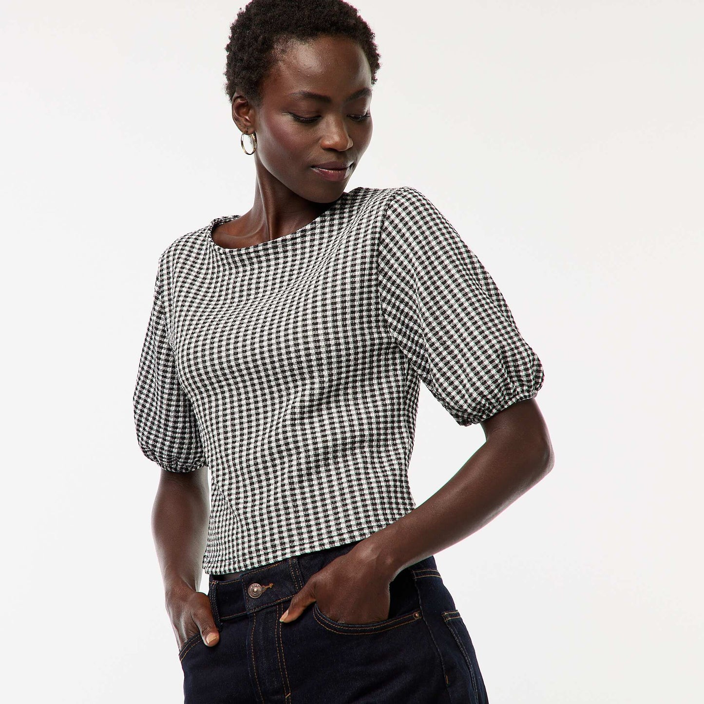 Blouse with tie fastenings BLACK
