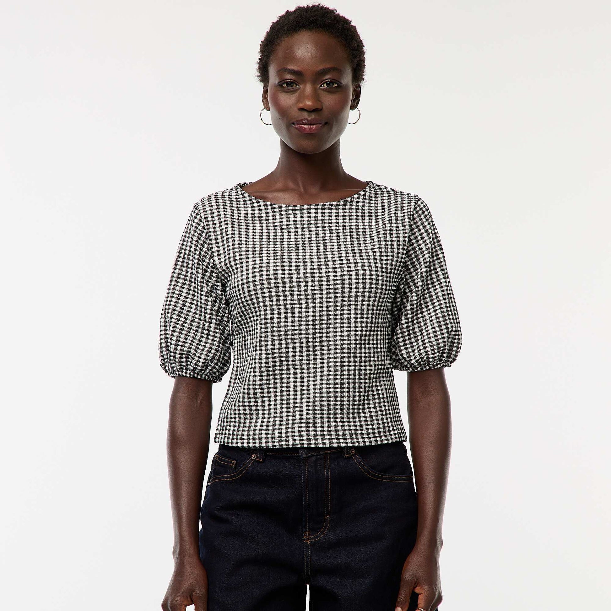 Blouse with tie fastenings BLACK