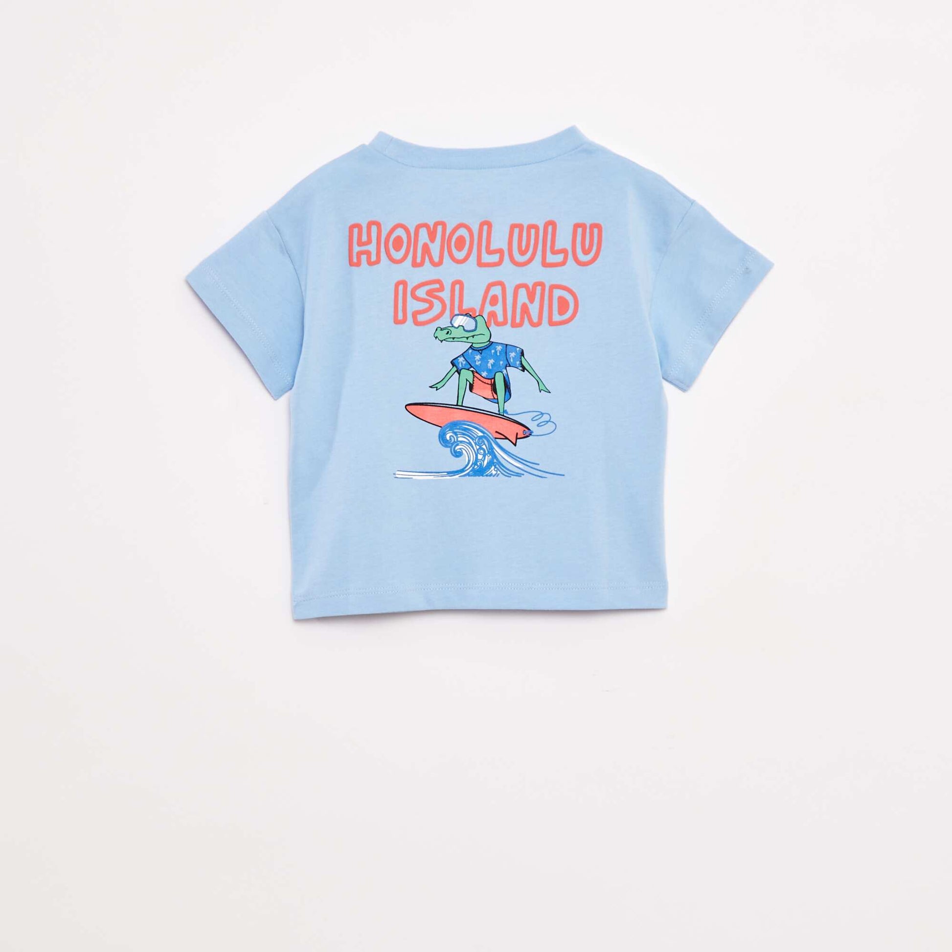 Printed short-sleeved T-shirt BLUE