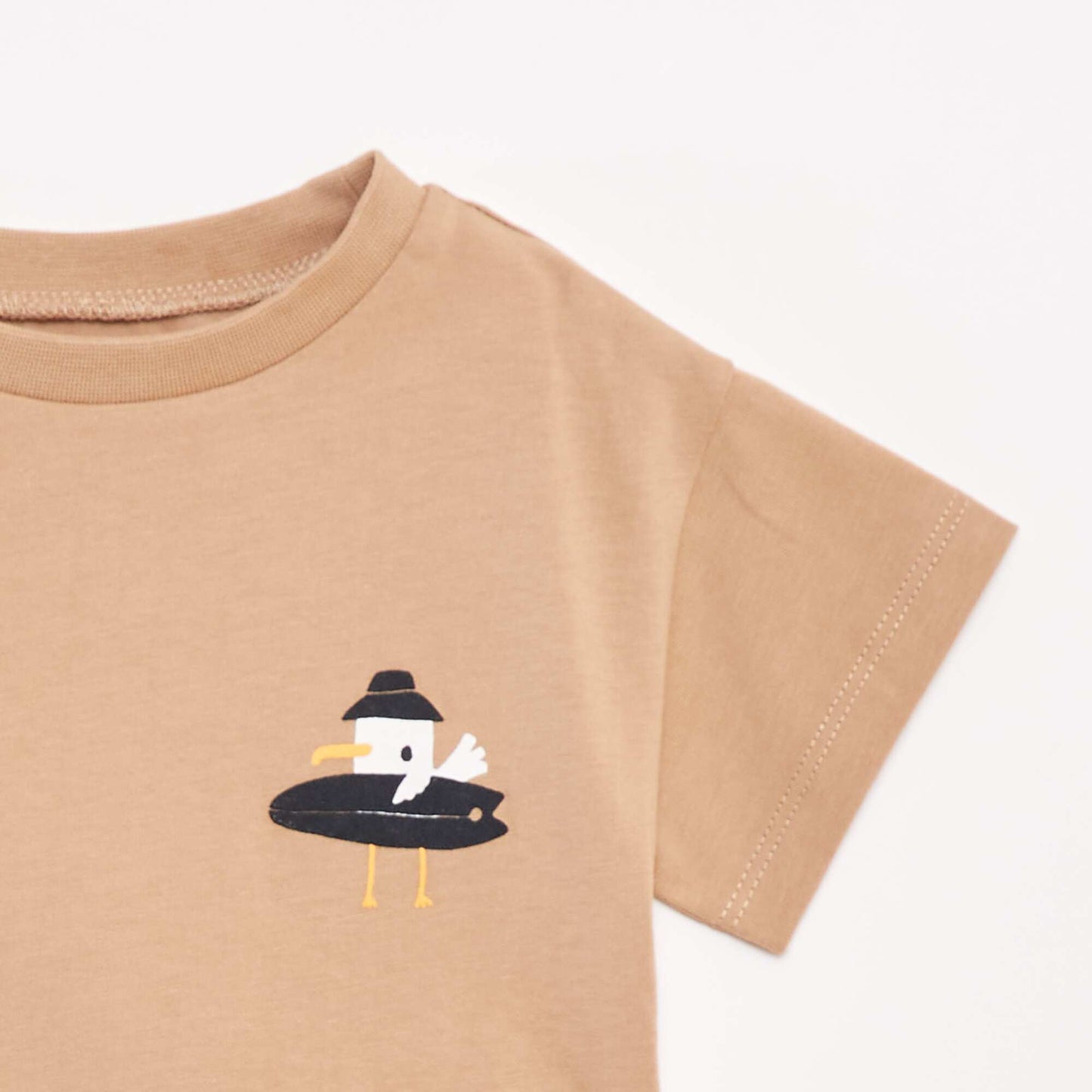 Printed short-sleeved T-shirt BEIGE