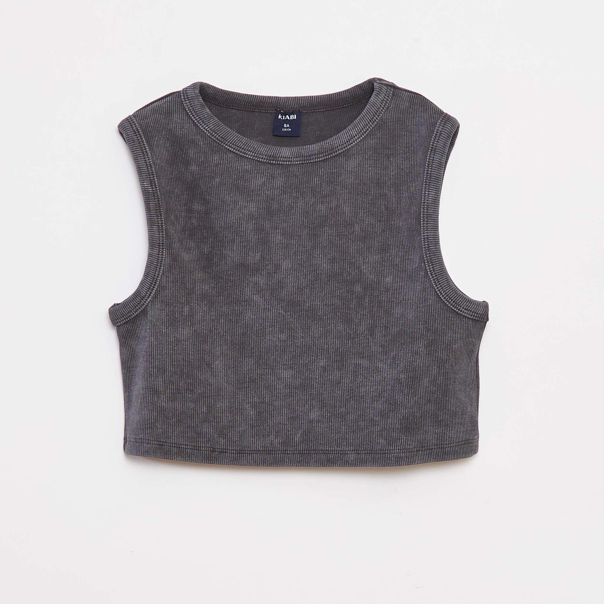 Faded effect ribbed vest top BLACK