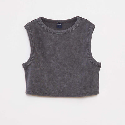 Faded effect ribbed vest top BLACK