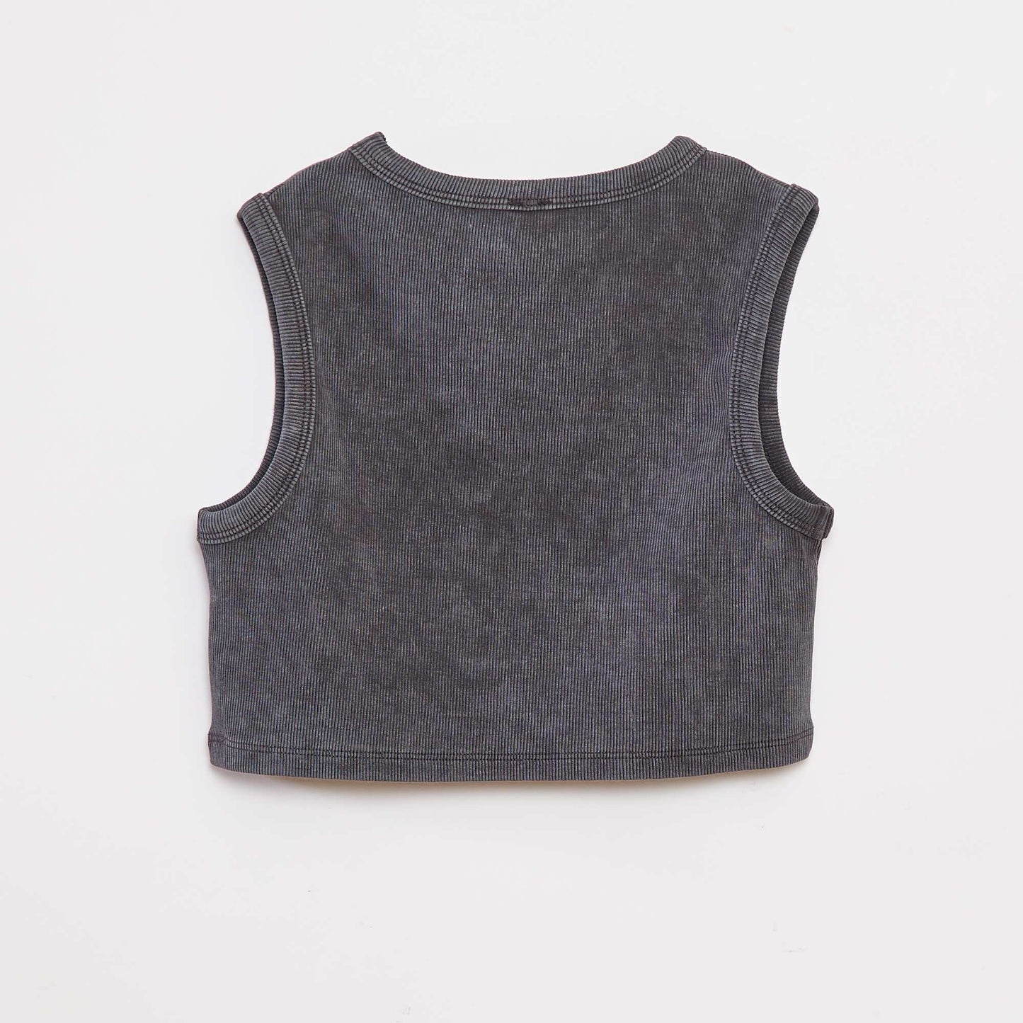 Faded effect ribbed vest top BLACK