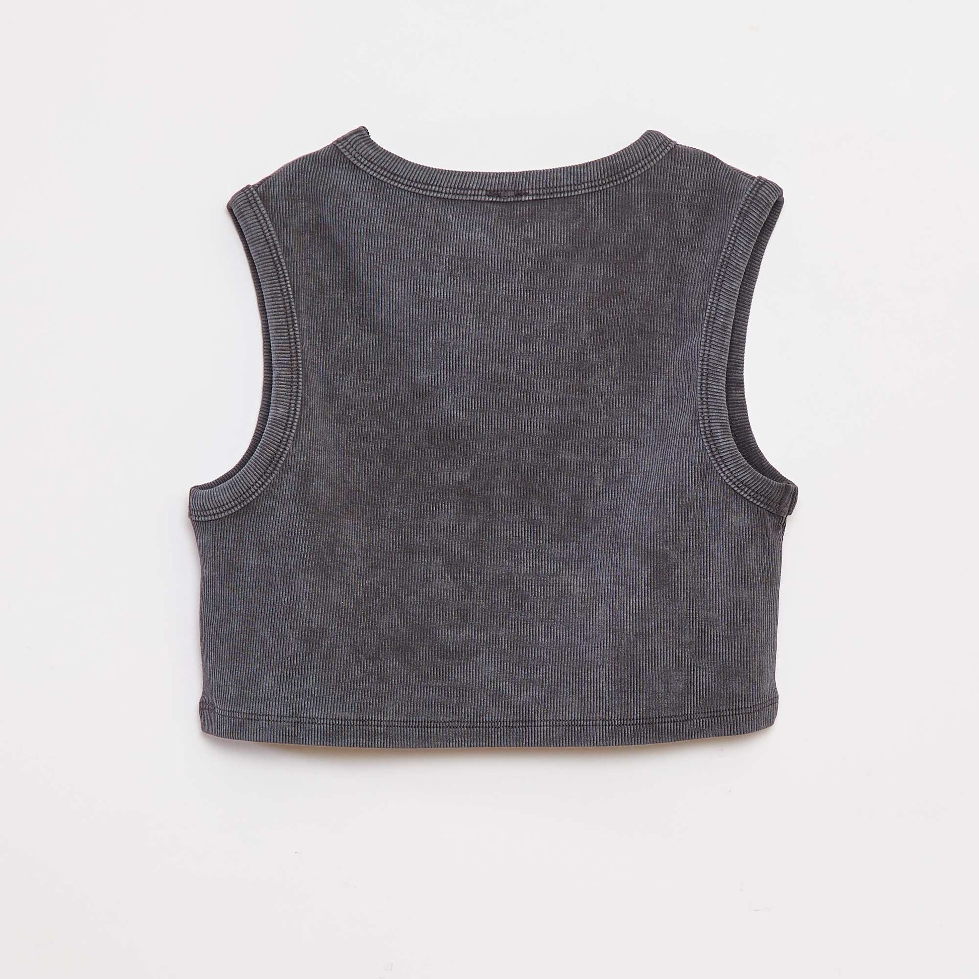 Faded effect ribbed vest top BLACK