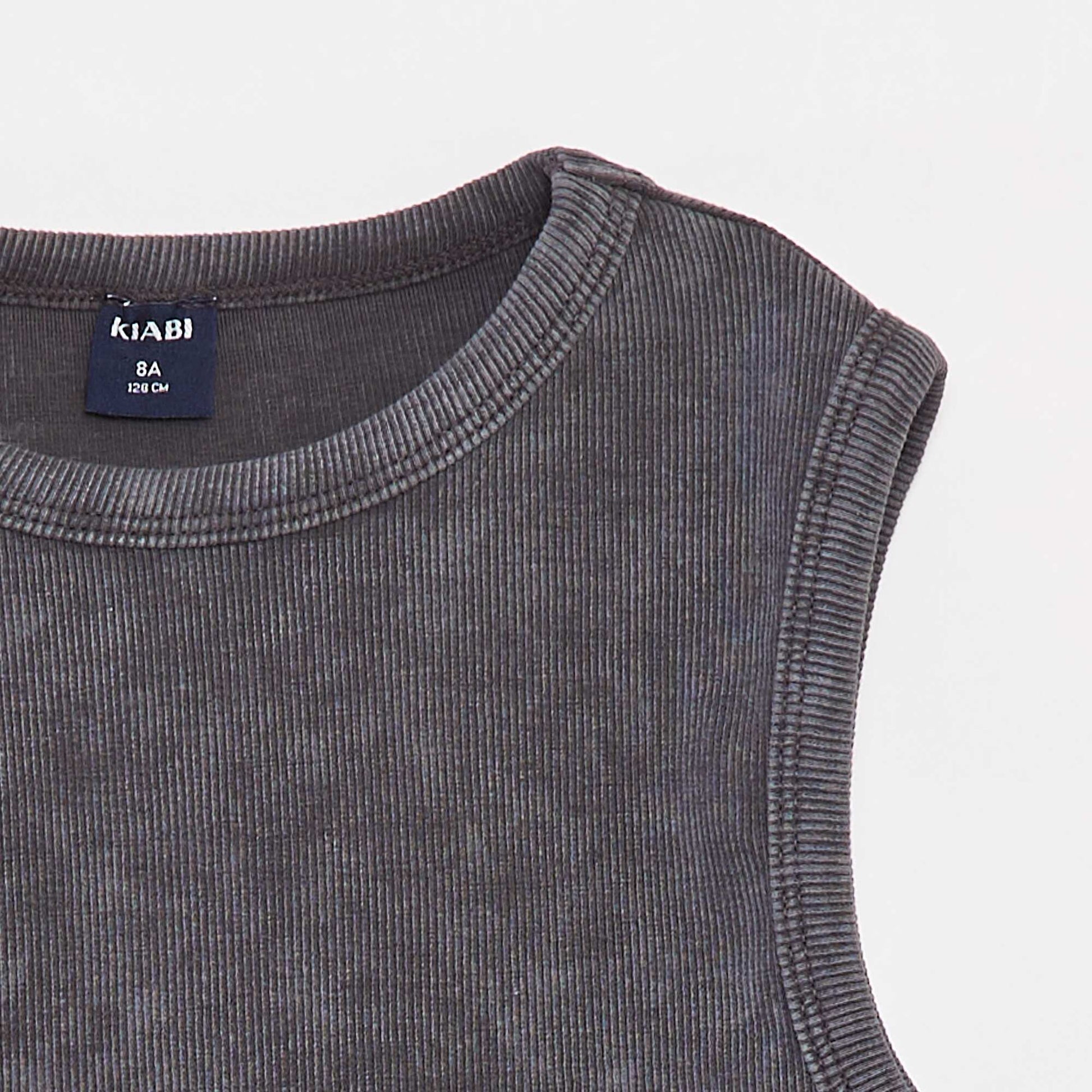 Faded effect ribbed vest top BLACK