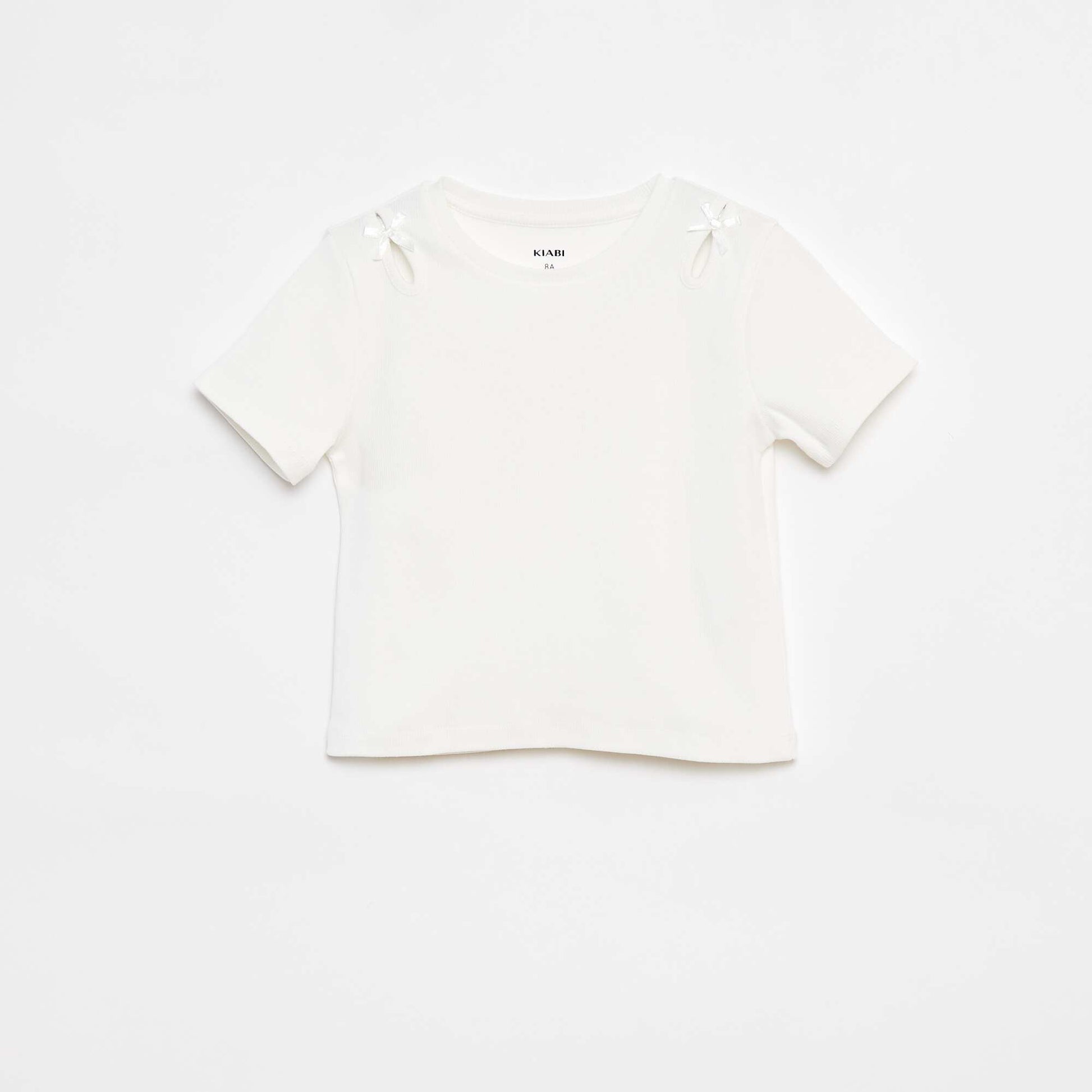 Short-sleeved T-shirt with fancy bows WHITE