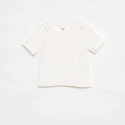 Short-sleeved T-shirt with fancy bows WHITE