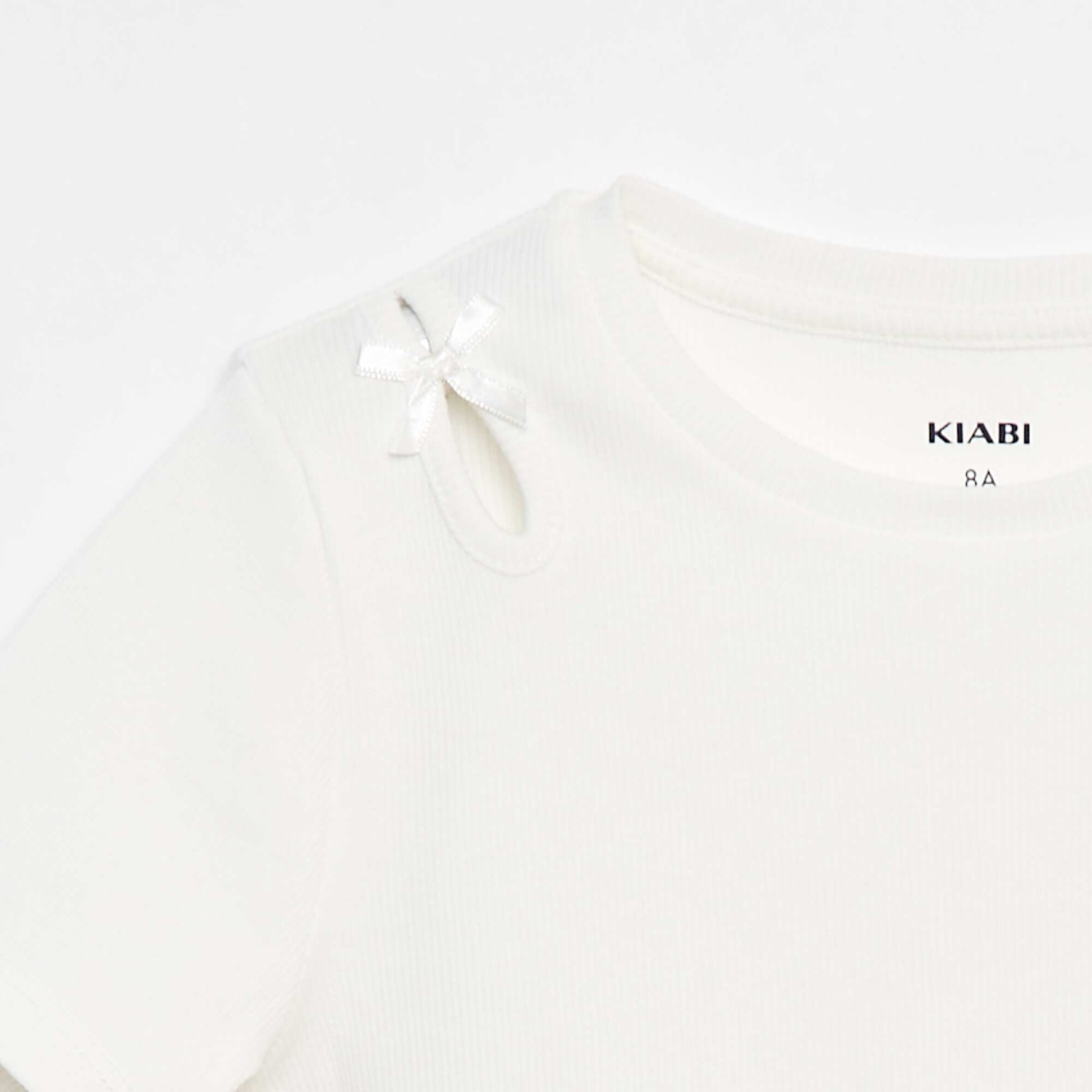 Short-sleeved T-shirt with fancy bows WHITE
