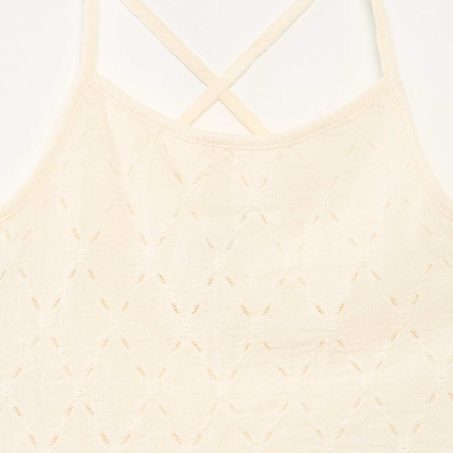 Textured knit vest top with spaghetti straps WHITE