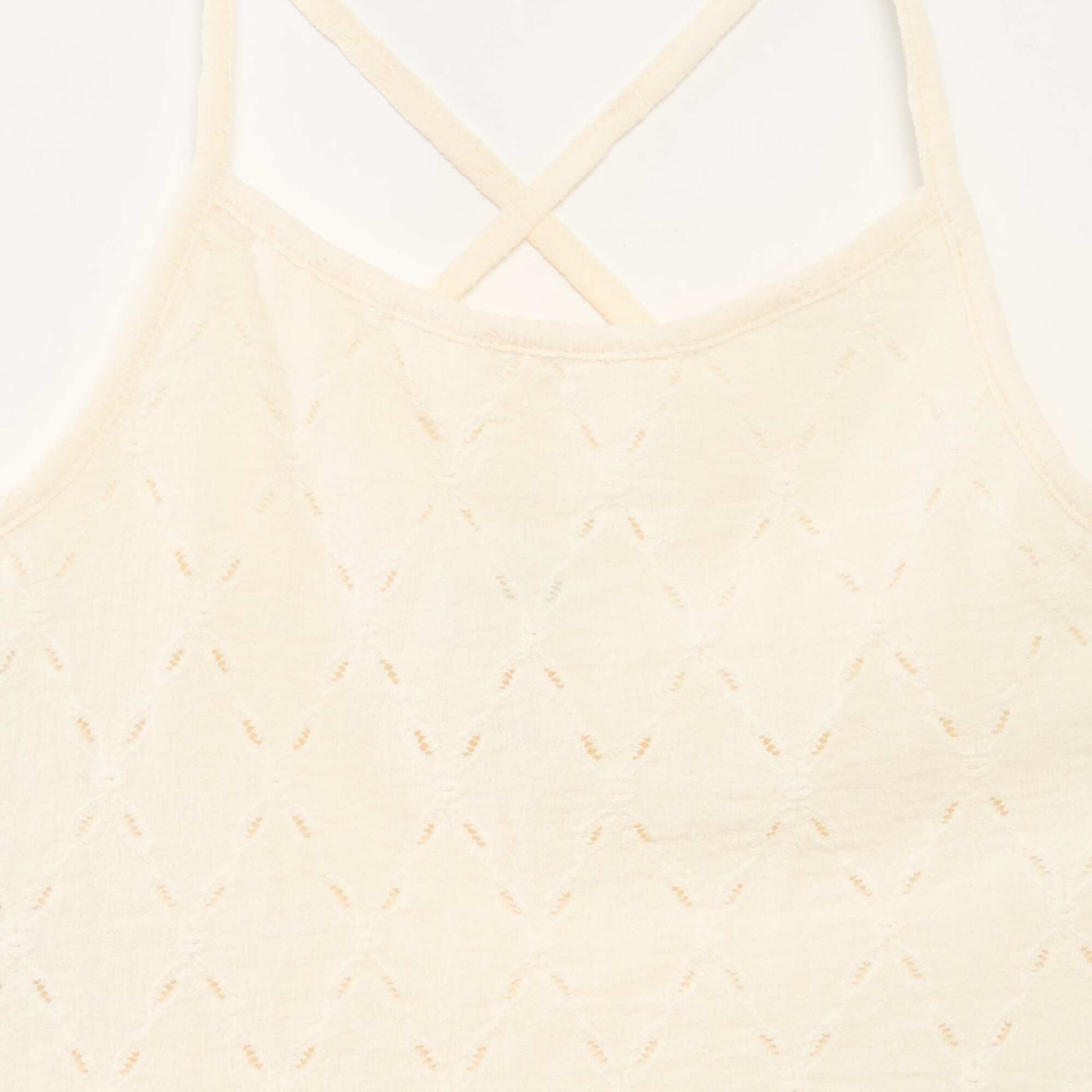 Textured knit vest top with spaghetti straps WHITE