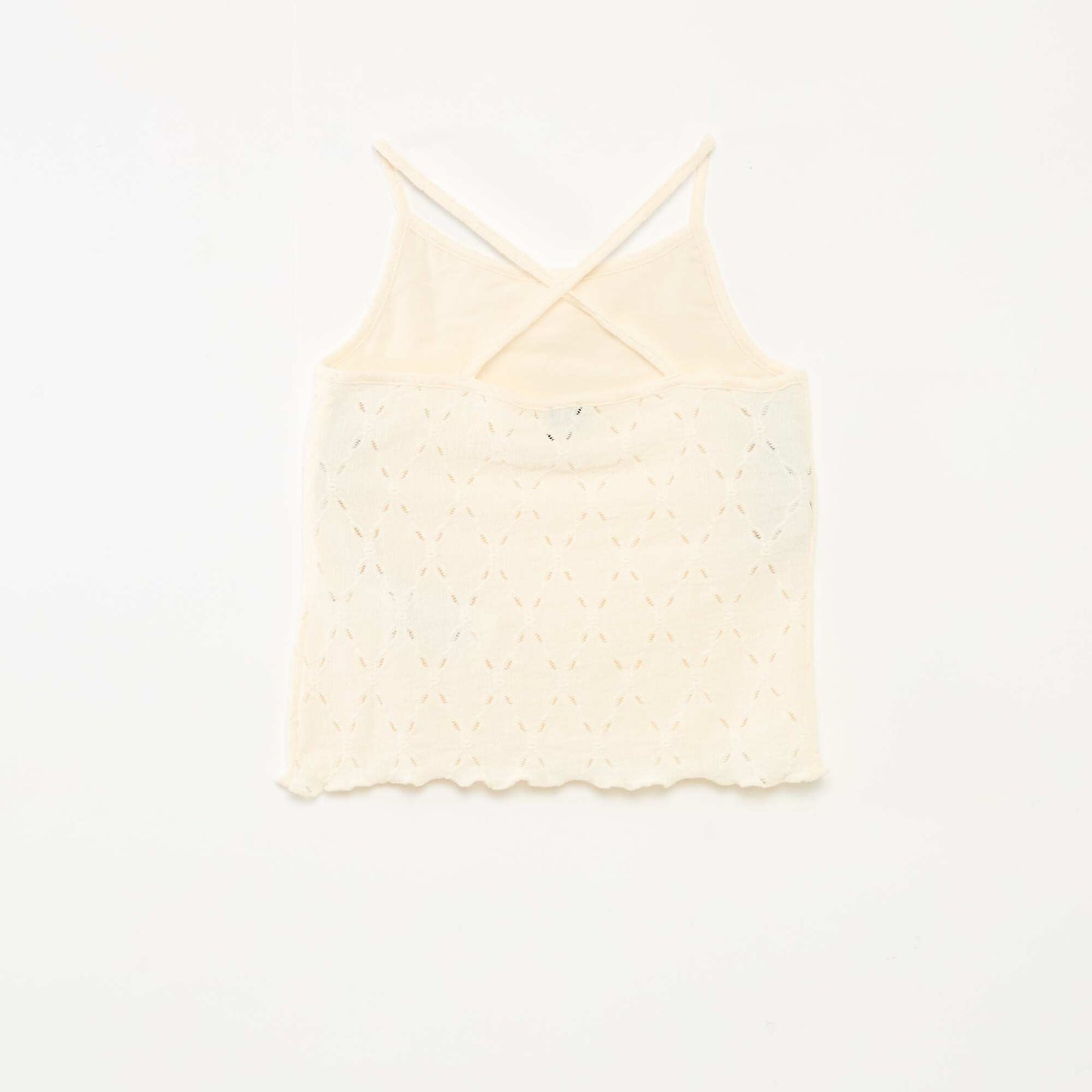 Textured knit vest top with spaghetti straps WHITE