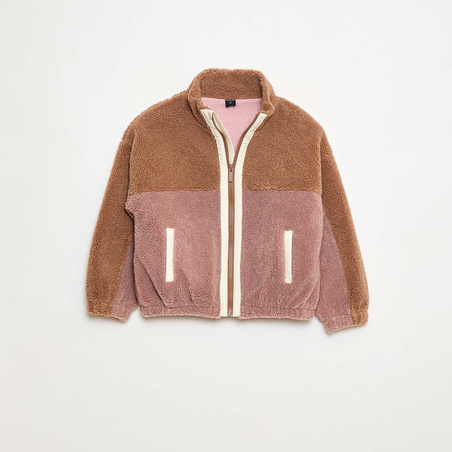 Fleece Effect Zip-Up Cardigan BROWN