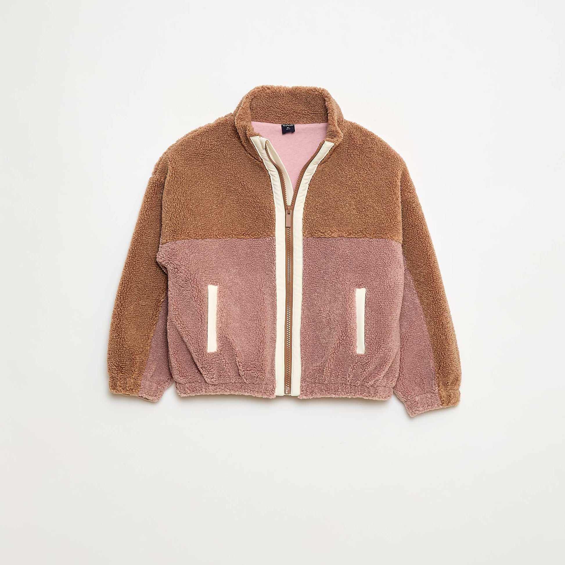 Fleece Effect Zip-Up Cardigan BROWN