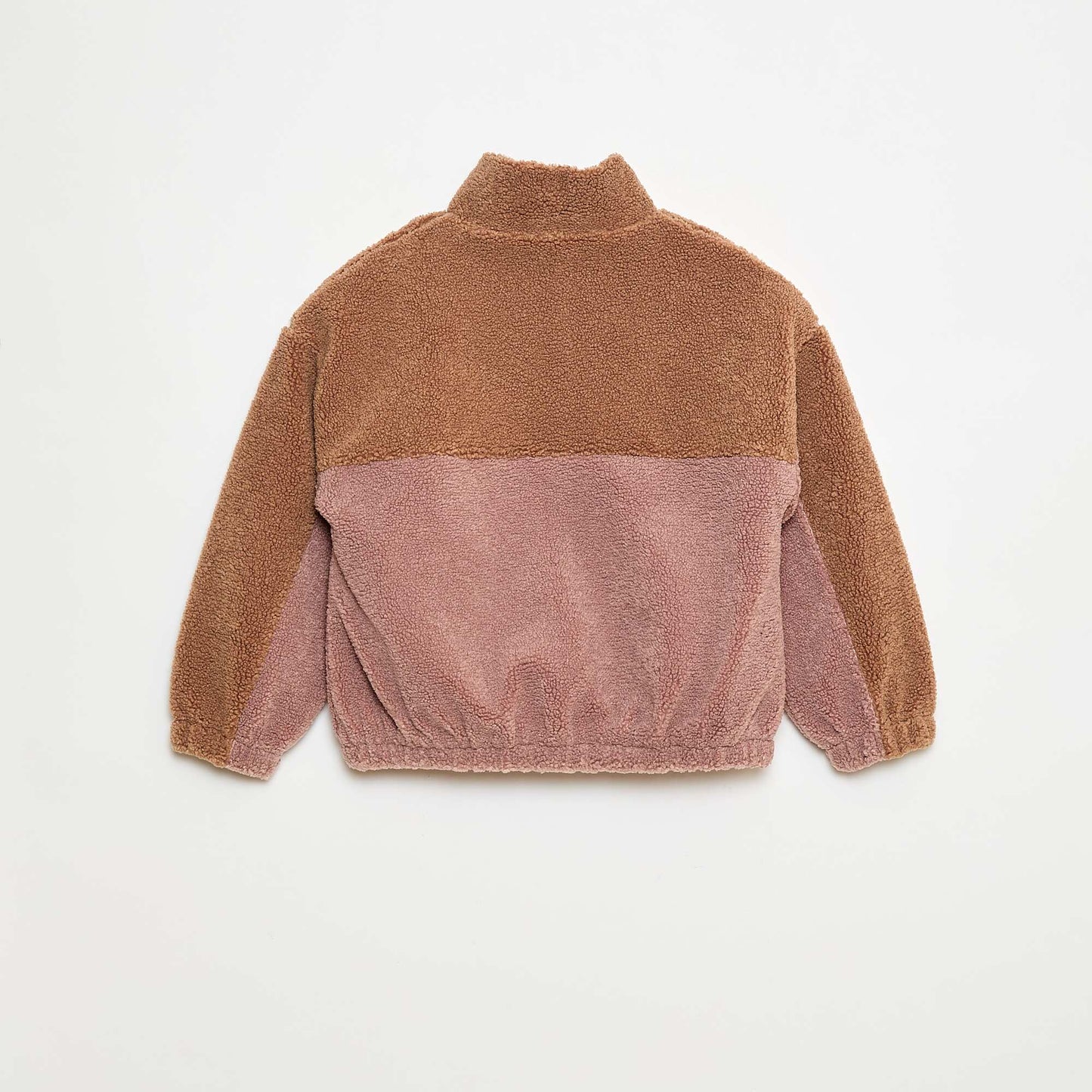 Fleece Effect Zip-Up Cardigan BROWN