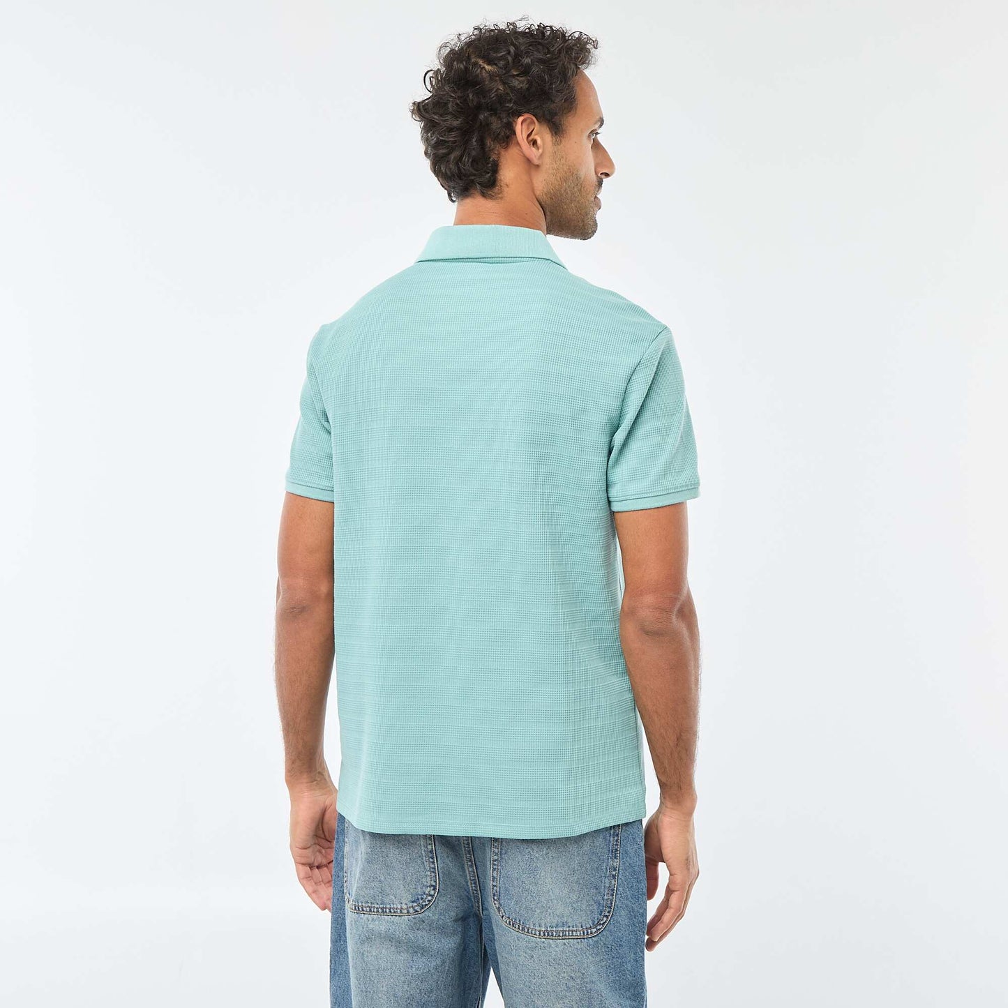 Short-Sleeved Cotton Piqué Polo Shirt BLUE