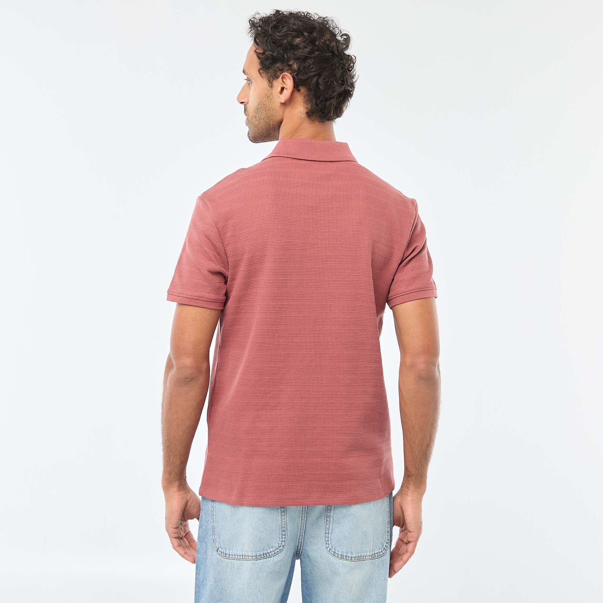 Short-Sleeved Cotton Piqué Polo Shirt RED