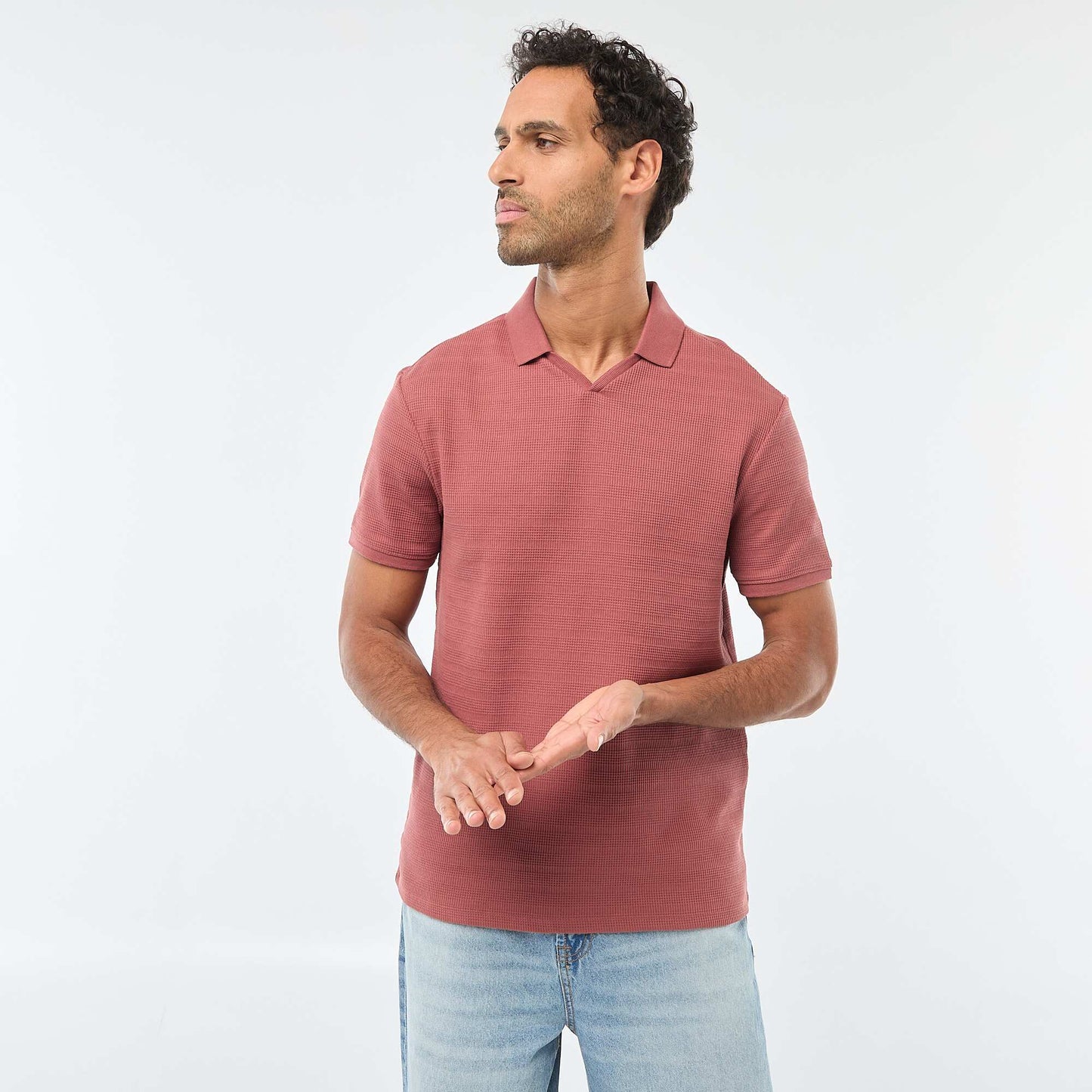 Short-Sleeved Cotton Piqué Polo Shirt RED