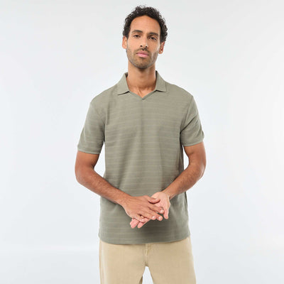 Short-Sleeved Cotton Piqué Polo Shirt GREEN