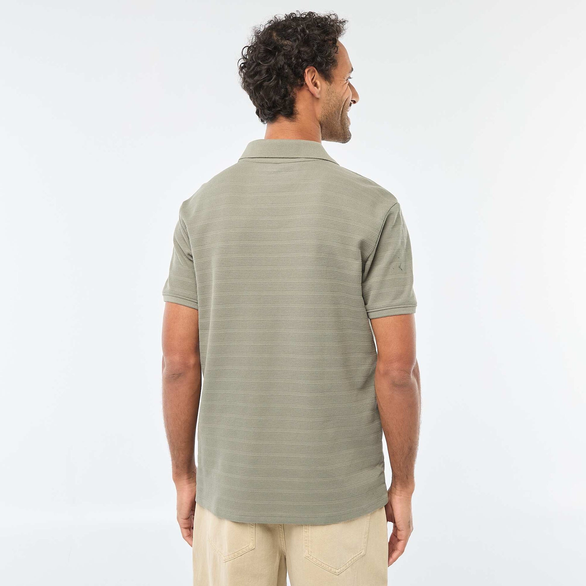 Short-Sleeved Cotton Piqué Polo Shirt GREEN