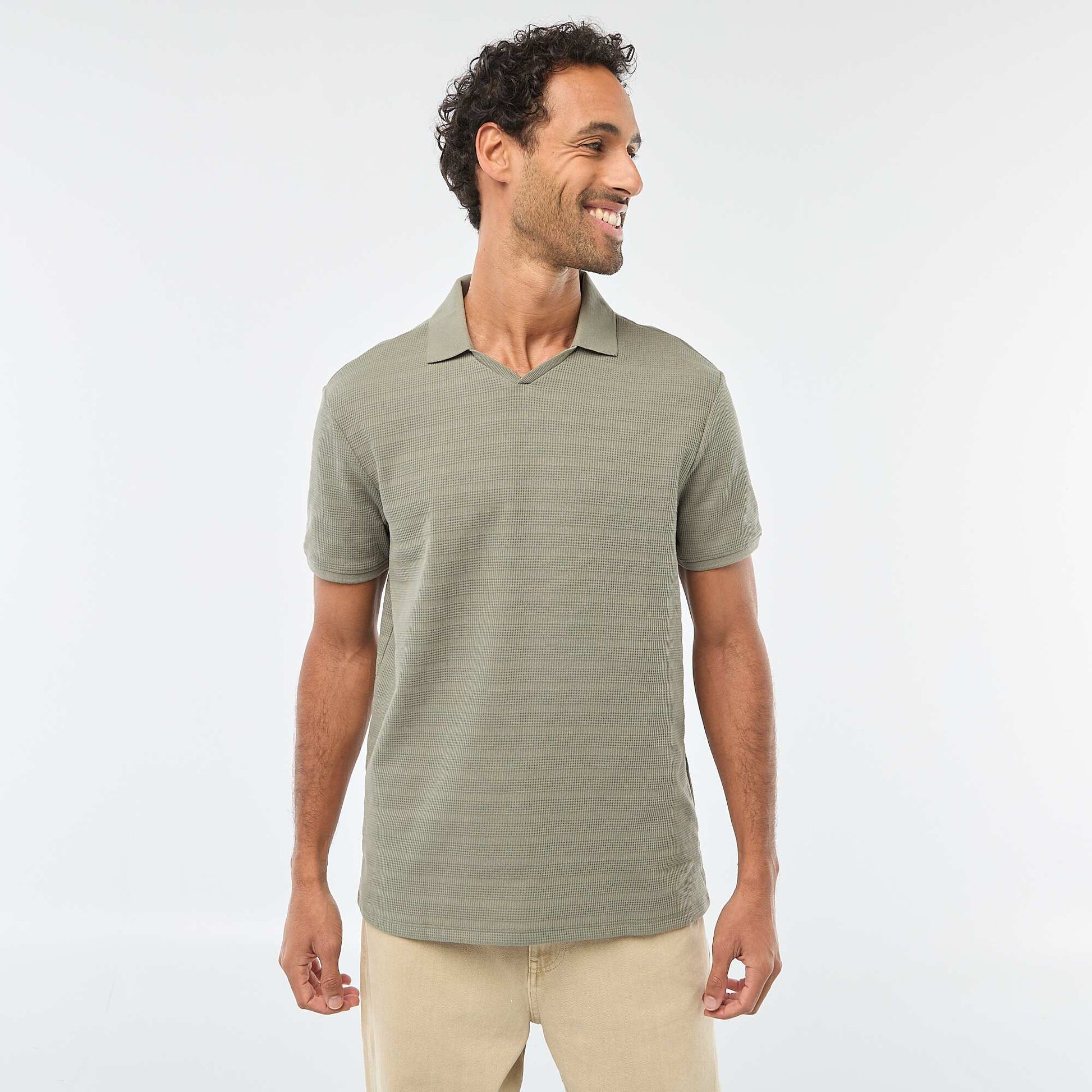Short-Sleeved Cotton Piqué Polo Shirt GREEN