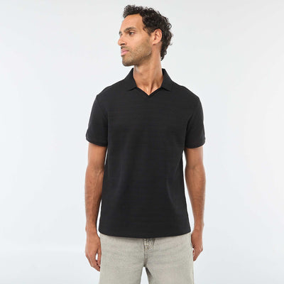 Short-Sleeved Cotton Piqué Polo Shirt BLACK