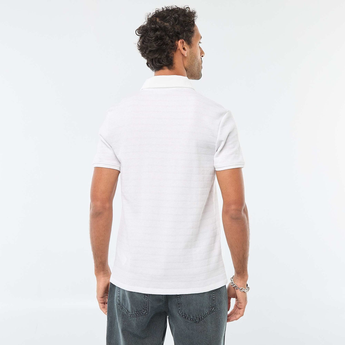 Short-Sleeved Cotton Piqué Polo Shirt WHITE