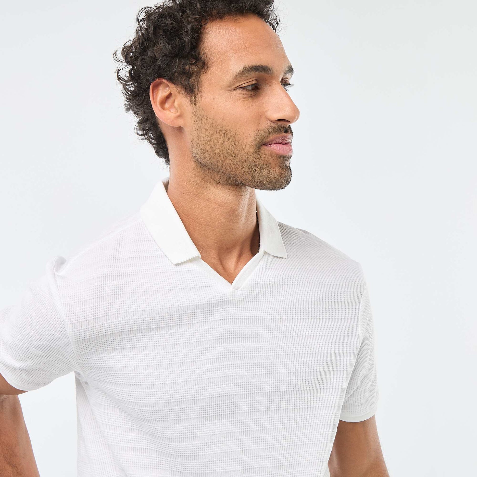 Short-Sleeved Cotton Piqué Polo Shirt WHITE