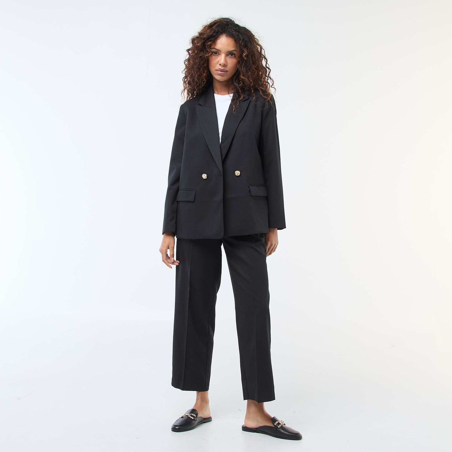 Double-Breasted Tailored Blazer BLACK