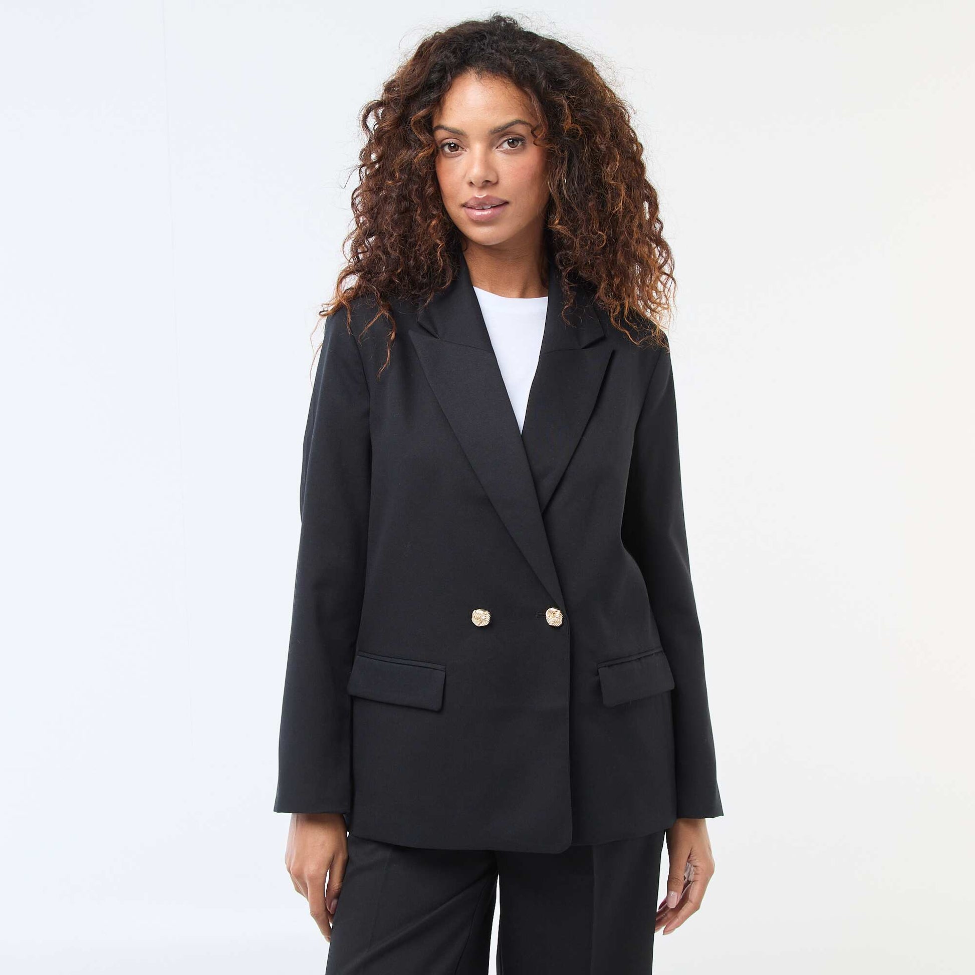 Double-Breasted Tailored Blazer BLACK