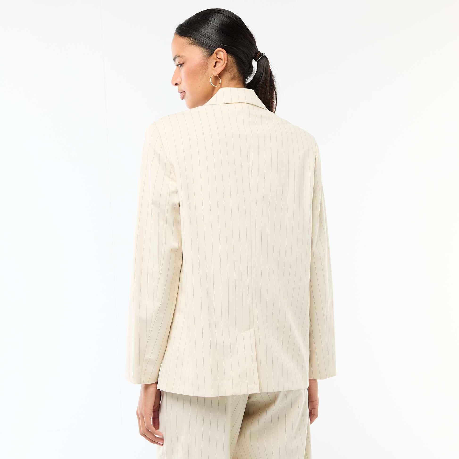 Double-Breasted Tailored Blazer BEIGE