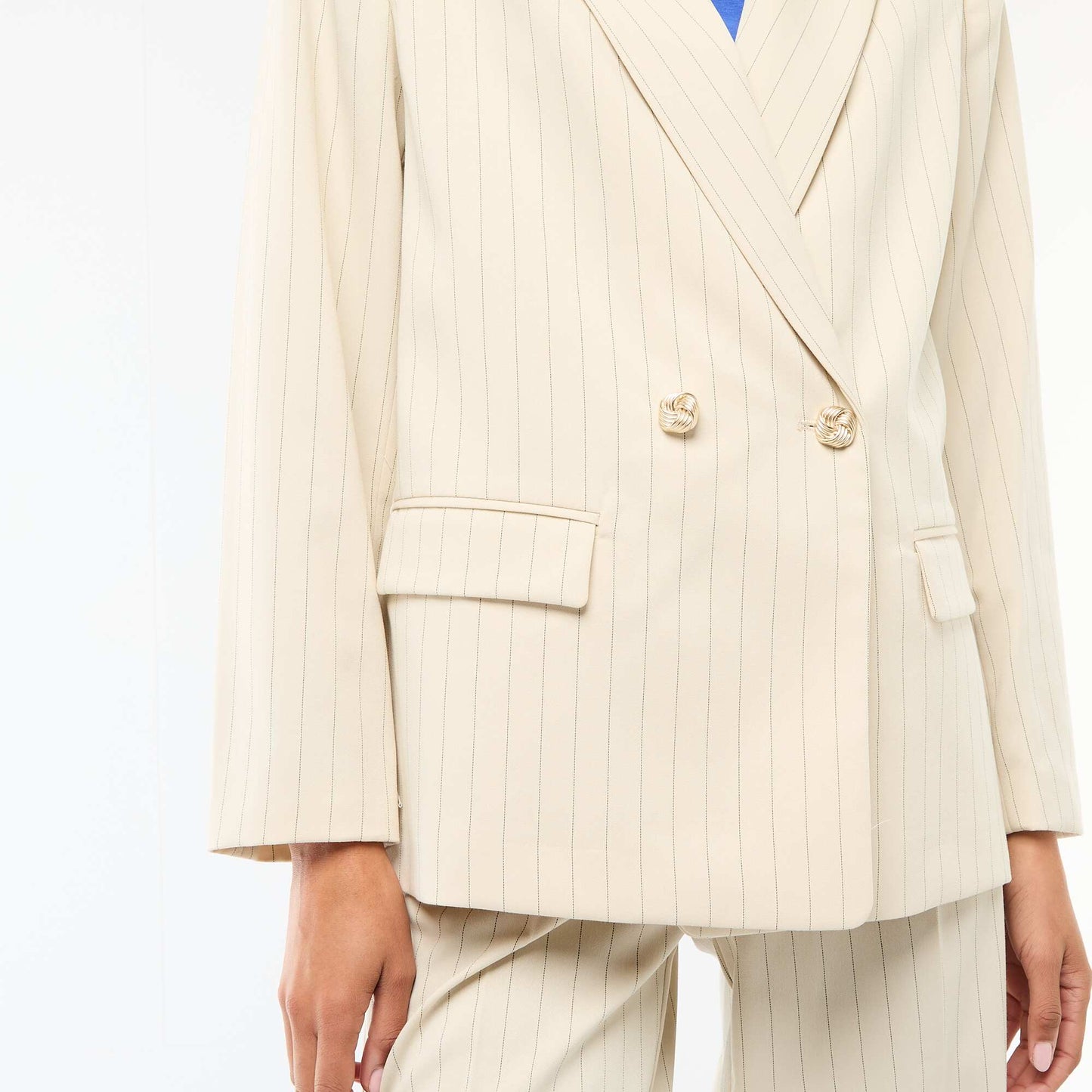 Double-Breasted Tailored Blazer BEIGE