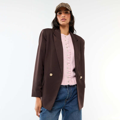Double-Breasted Tailored Blazer BROWN