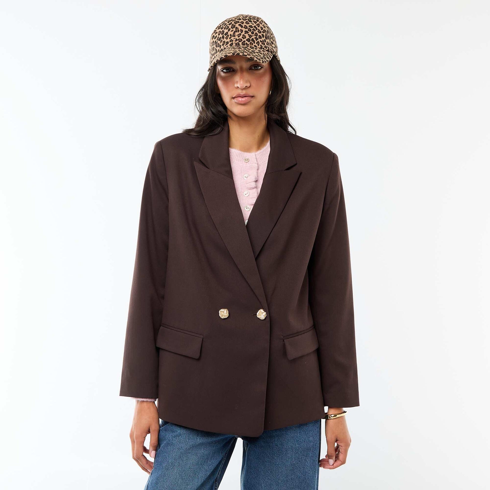 Double-Breasted Tailored Blazer BROWN