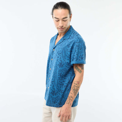 Short-Sleeved Patterned Shirt BLUE