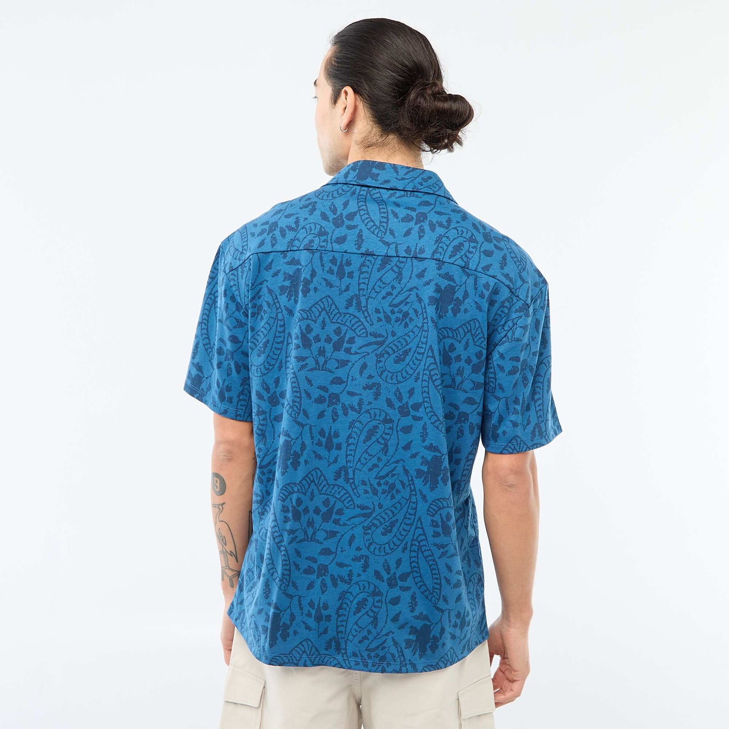Short-Sleeved Patterned Shirt BLUE