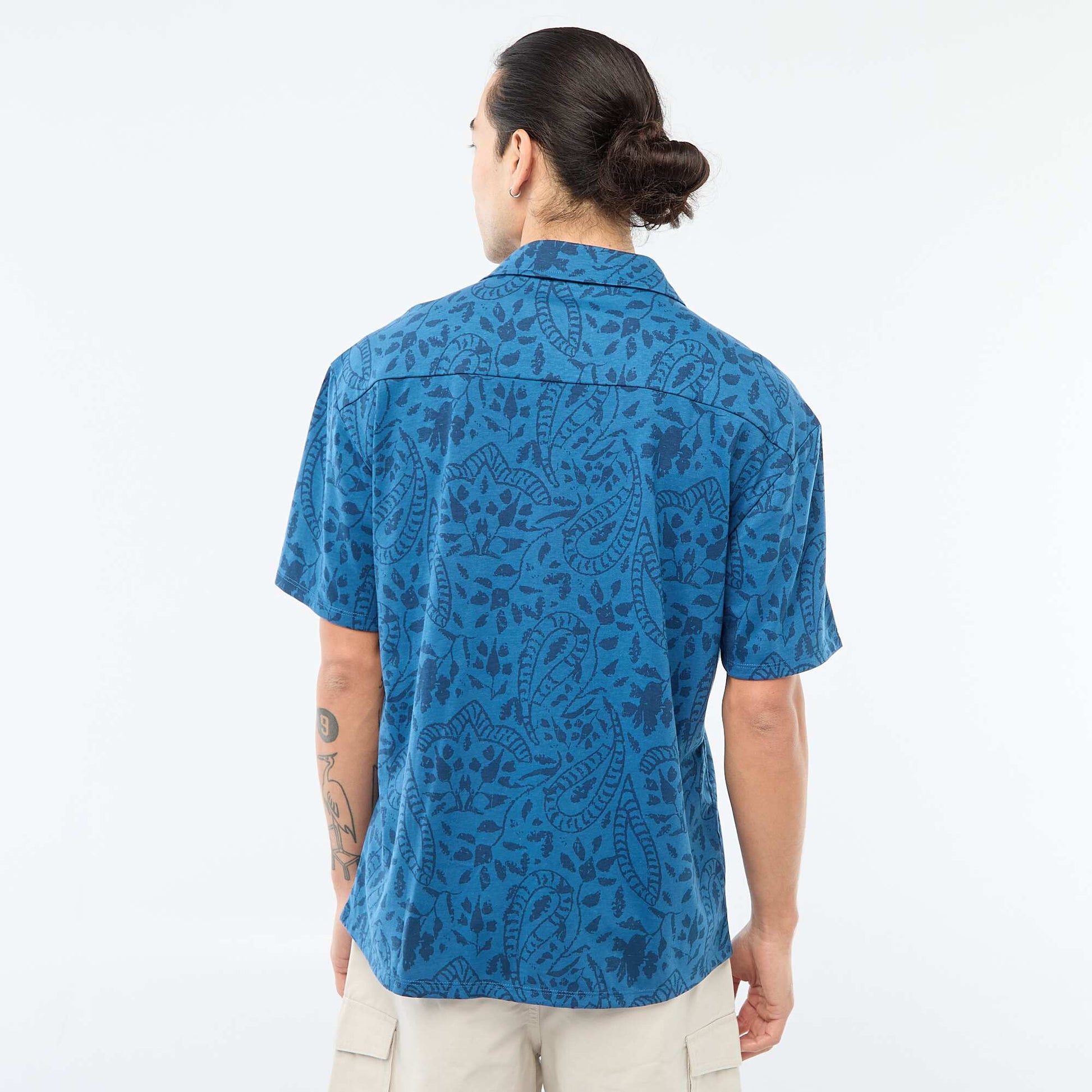 Short-Sleeved Patterned Shirt BLUE