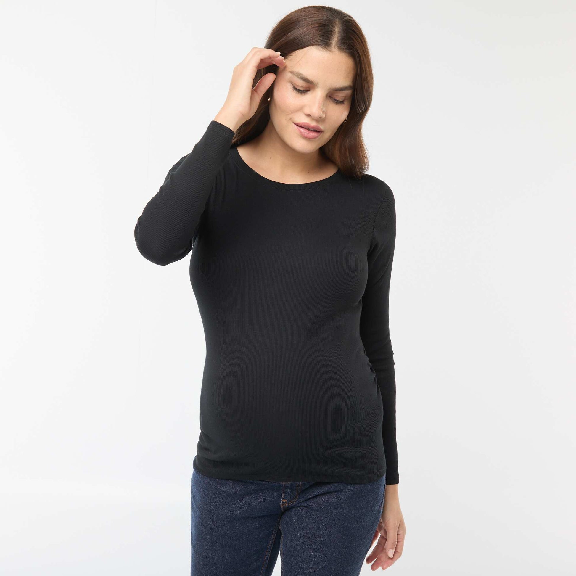 Ribbed Maternity T-shirt BLACK