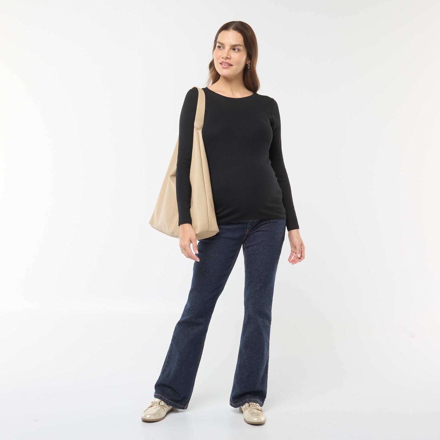 Ribbed Maternity T-shirt BLACK