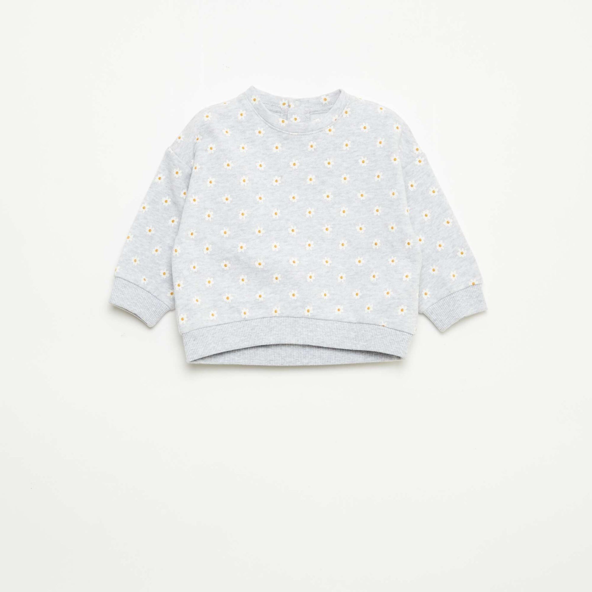 Patterned Fleece Sweatshirt GREY