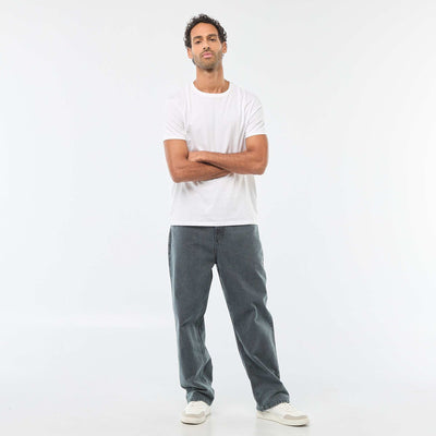 Solid Twill Baggy Pants BLUE